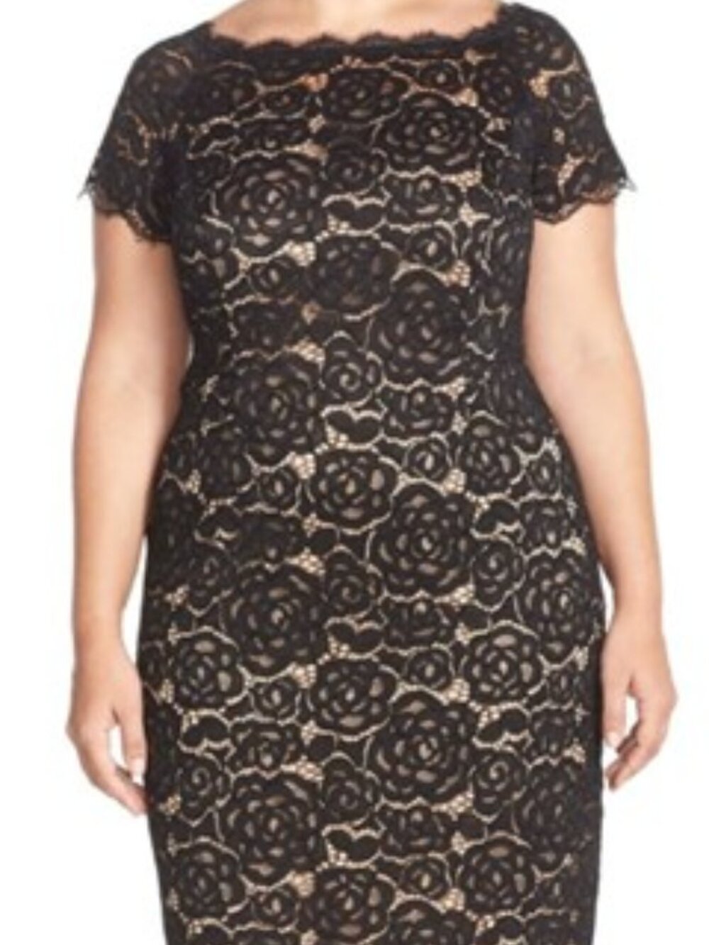 Adrianna Papell Plus Size Black Lace Dress Off the shoulder Size 16W